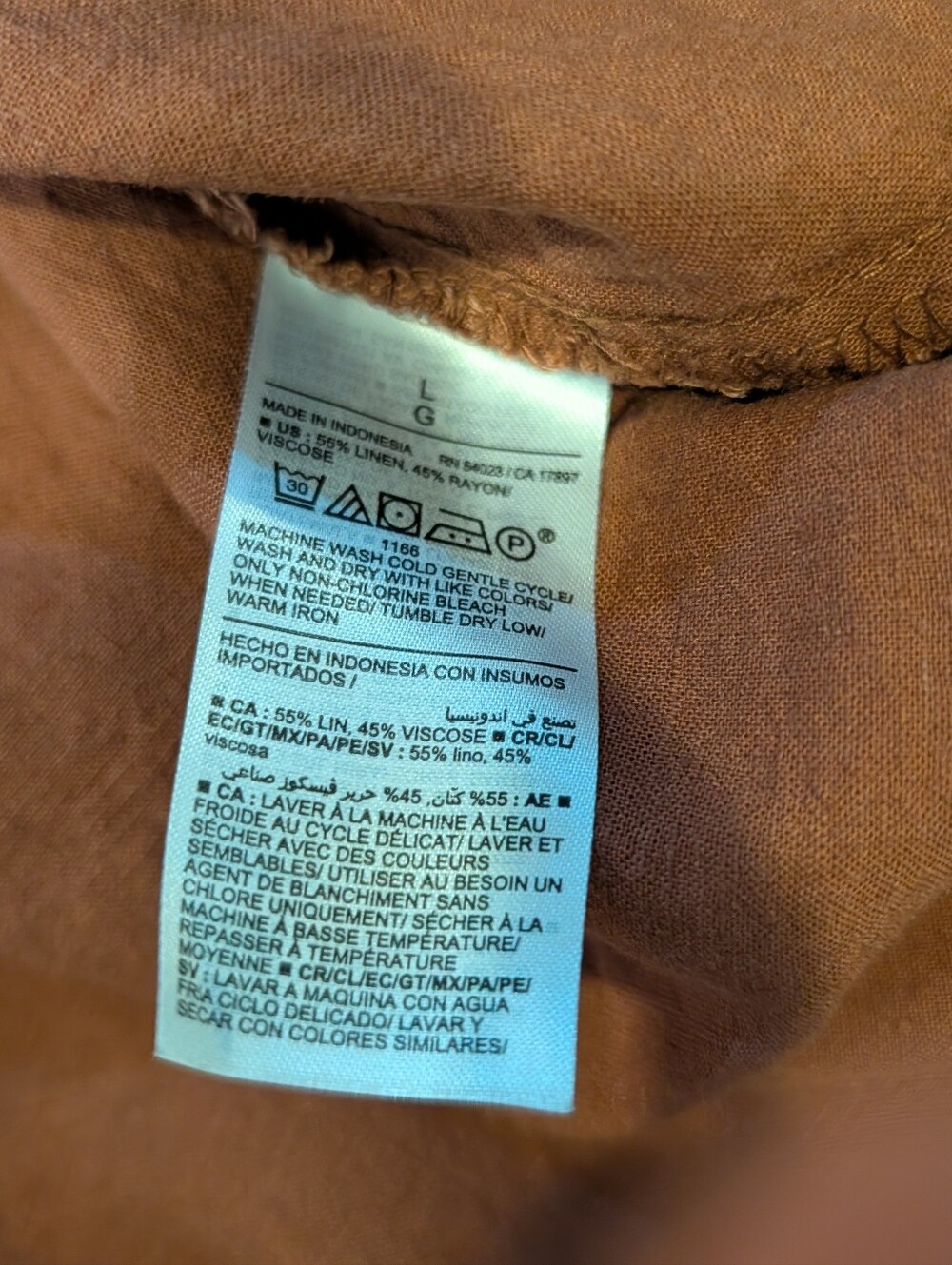 Old Navy chocolate Brown V-Neck Pocket linen blend resortwear travel summer top - Picture 5 of 5